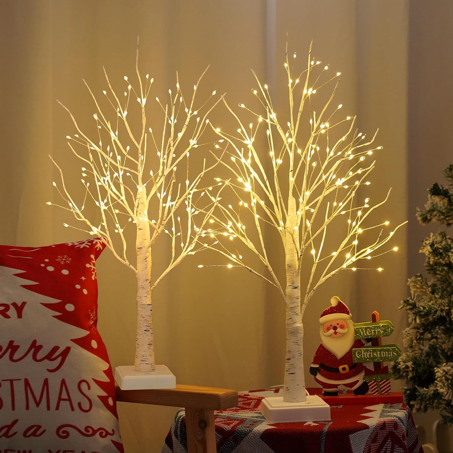 144 LED Artificial Birch Tree Lamp with Timer for Home Decor