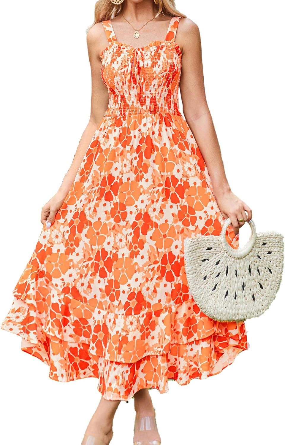 Floral Boho Dress for Women - Summer Maxi Sundress Style