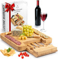 Bamboo Cheese Board Set with 4 Piece Knife Set - Thick Charcuterie