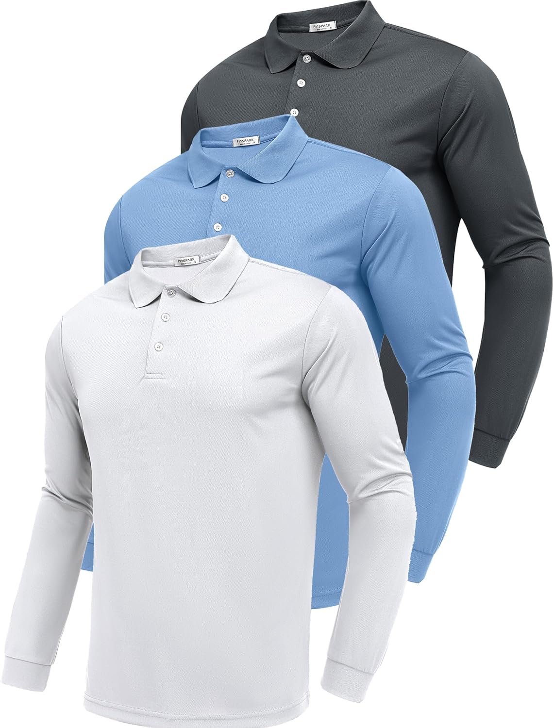 PINSPARK Long Sleeve Polo Shirts for Men - Quick Dry & Breathable