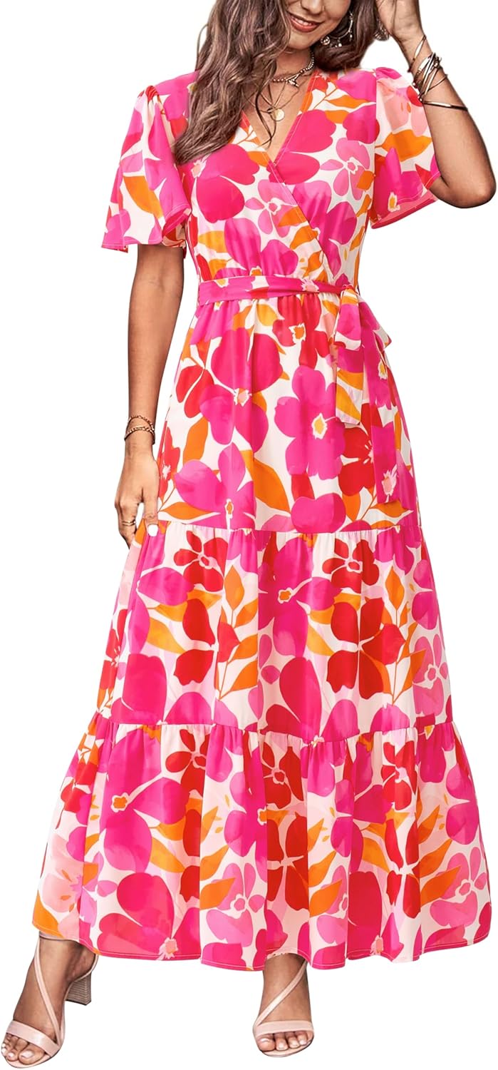 MASCOMODA Womens Summer Swiss Dot Maxi Dress for Any Occasion