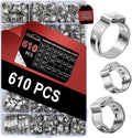 610PCS 23 Sizes Single Ear Hose Clamps - Stepless 5.3-33.1mm