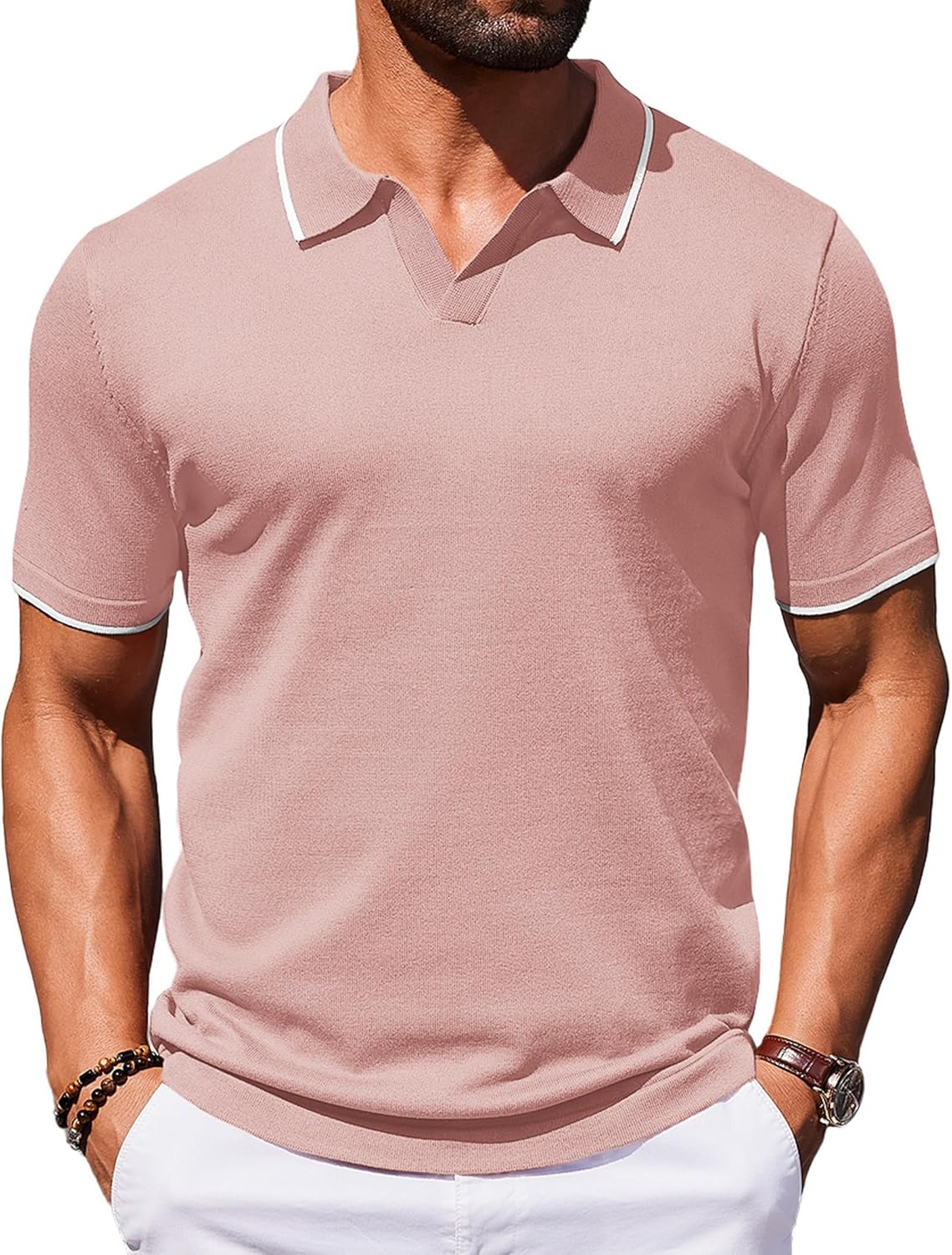 COOFANDY Mens Polo Shirts Short Sleeve Vintage Golf T Shirts