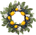 Summer Lemon Wreath for Front Door with Lights - Bright Spring Look