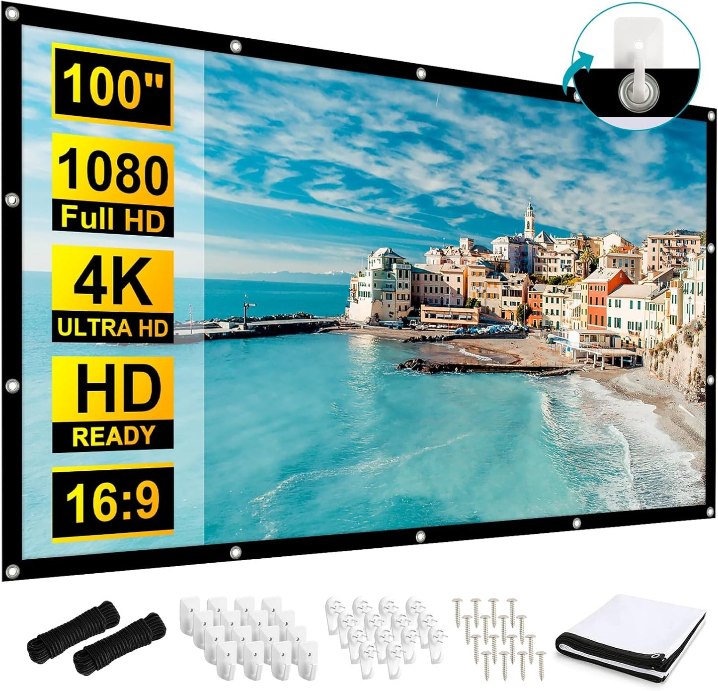100 Outdoor Projection Screen by Frocopo - Anti-Crease & Portable