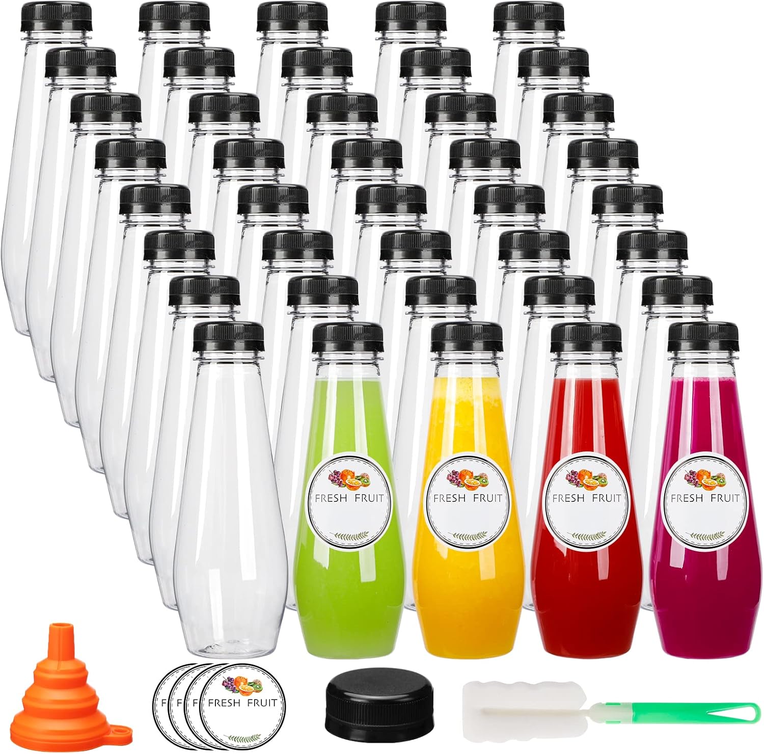 40pcs 12oz Clear Juice Bottles for Juicing and Beverages