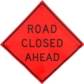 48 x 48 Safety Orange Mesh Rollup Sign - Road Closed Ahead (No Ribs)