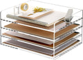SANRUI 4 Tier Clear Desk Paper Letter Organizer Trays - Stackable