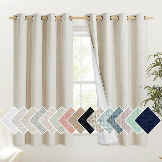 NICETOWN Natural 100% Blackout Short Curtains for Kitchen
