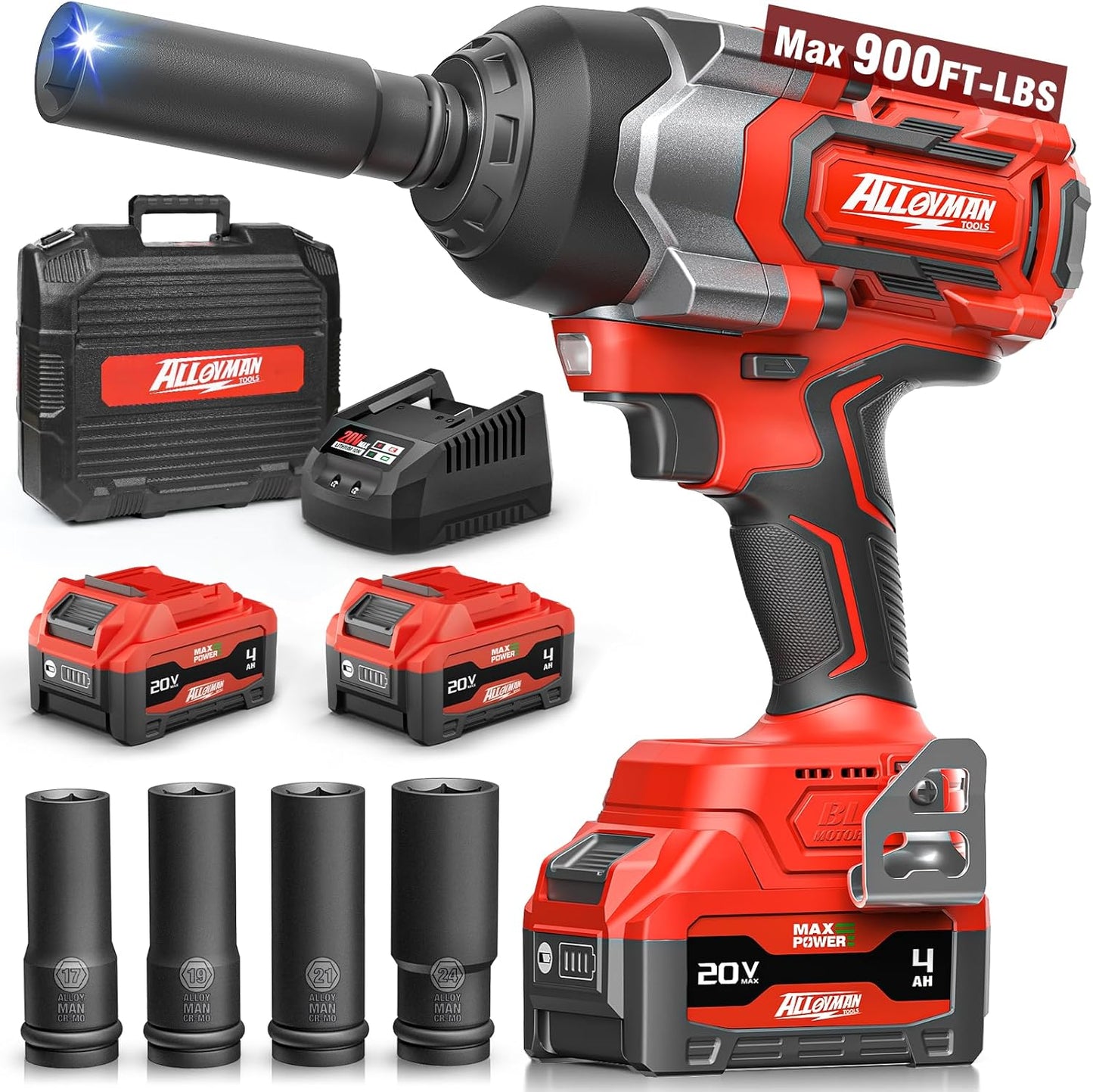 Cordless Impact Wrench with 900Ft-lbs Torque for Heavy Duty Use
