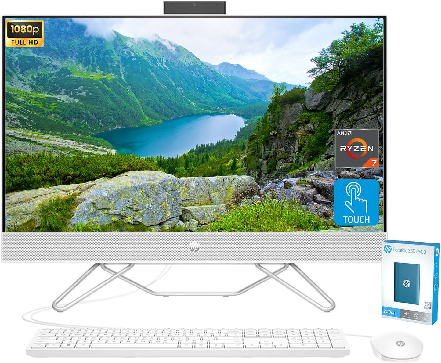 HP 27 inch All-in-One Desktop Computer with Touchscreen Display
