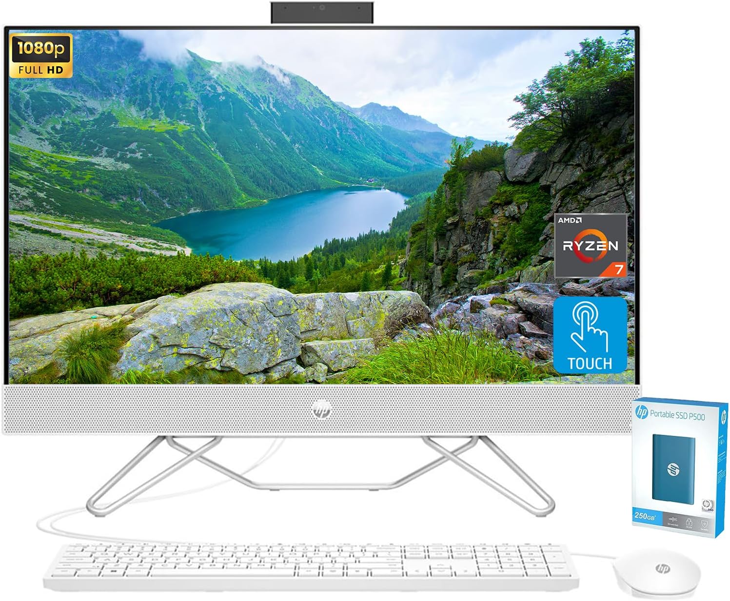 HP 27 inch All-in-One Desktop Computer with Touchscreen Display