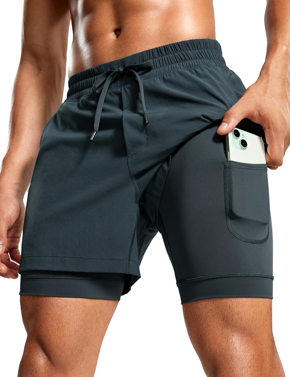 CRZ YOGA 2 in 1 Mens Athletic Shorts for Running and Gym