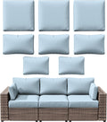 8p Patio Cushion Slipcovers for 3-Seat Rattan Sofa - Waterproof