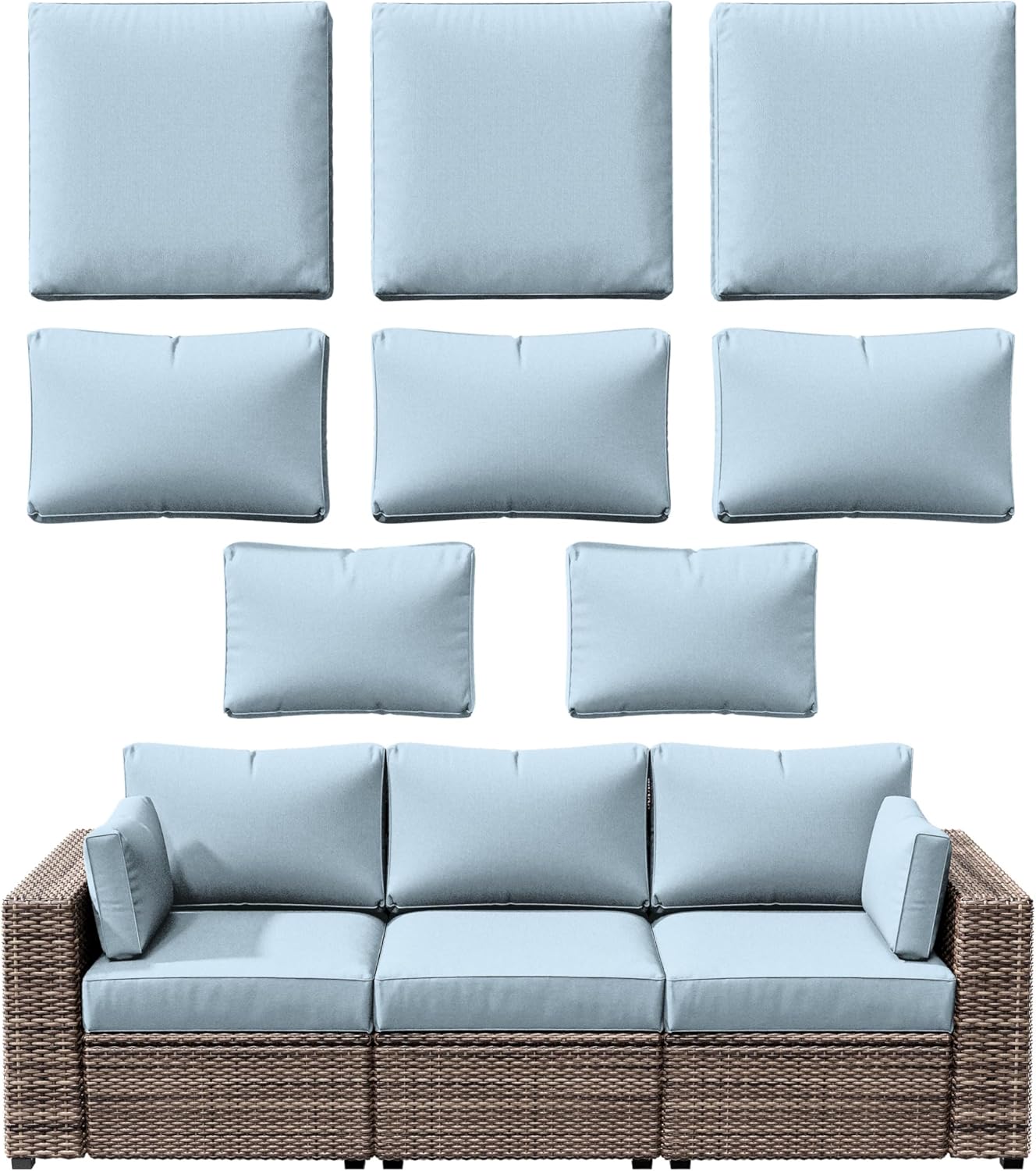 8p Outdoor Cushion Slipcovers for Rattan Sofa - Waterproof & Durable