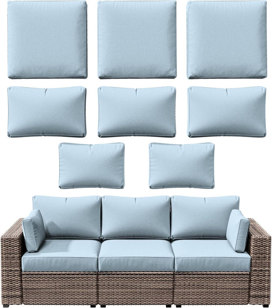 8p Outdoor Cushion Slipcovers for Rattan Sofa - Waterproof & Durable