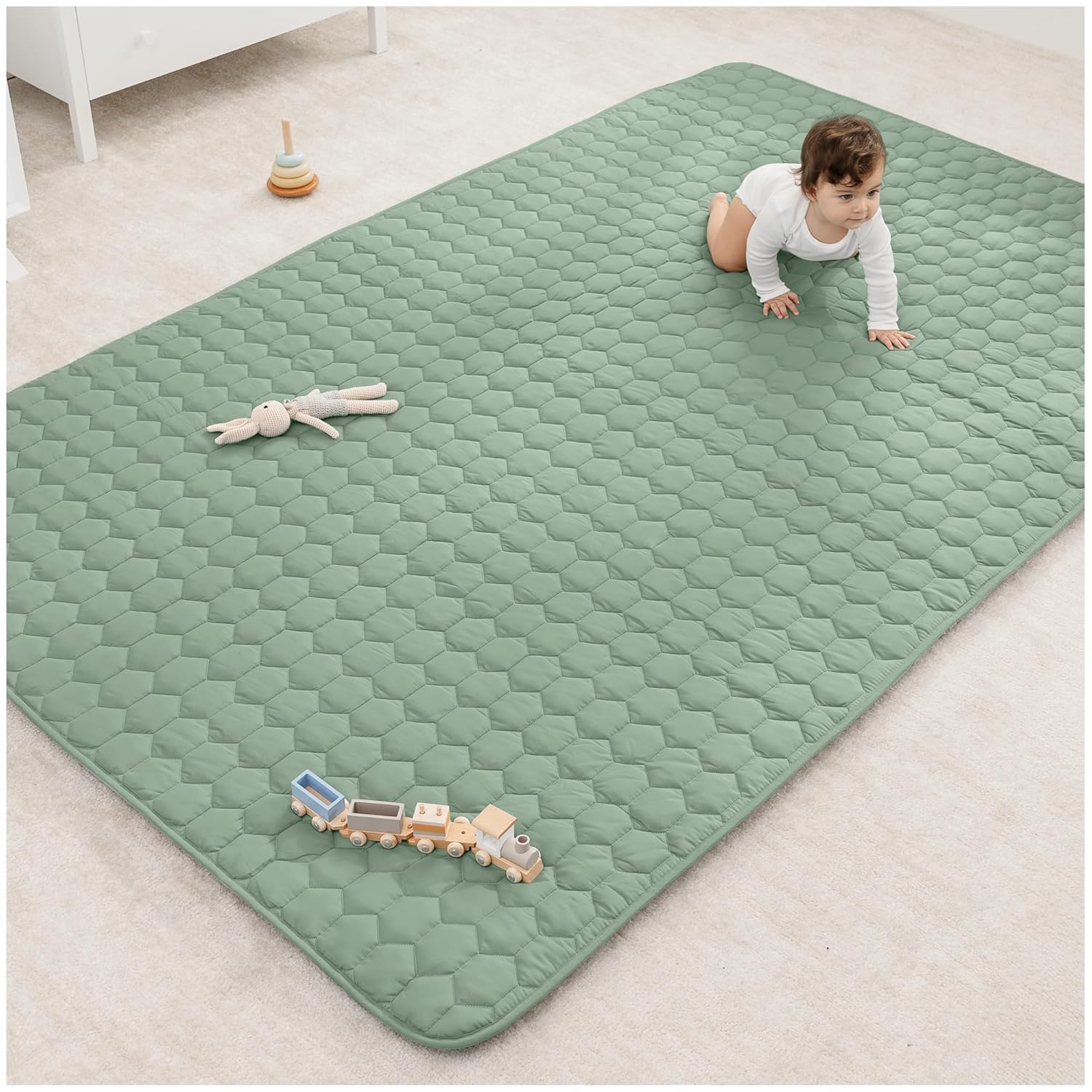 Comfy Cubs Rectangle Kids Play Mat - Soft Quilted Baby Mat