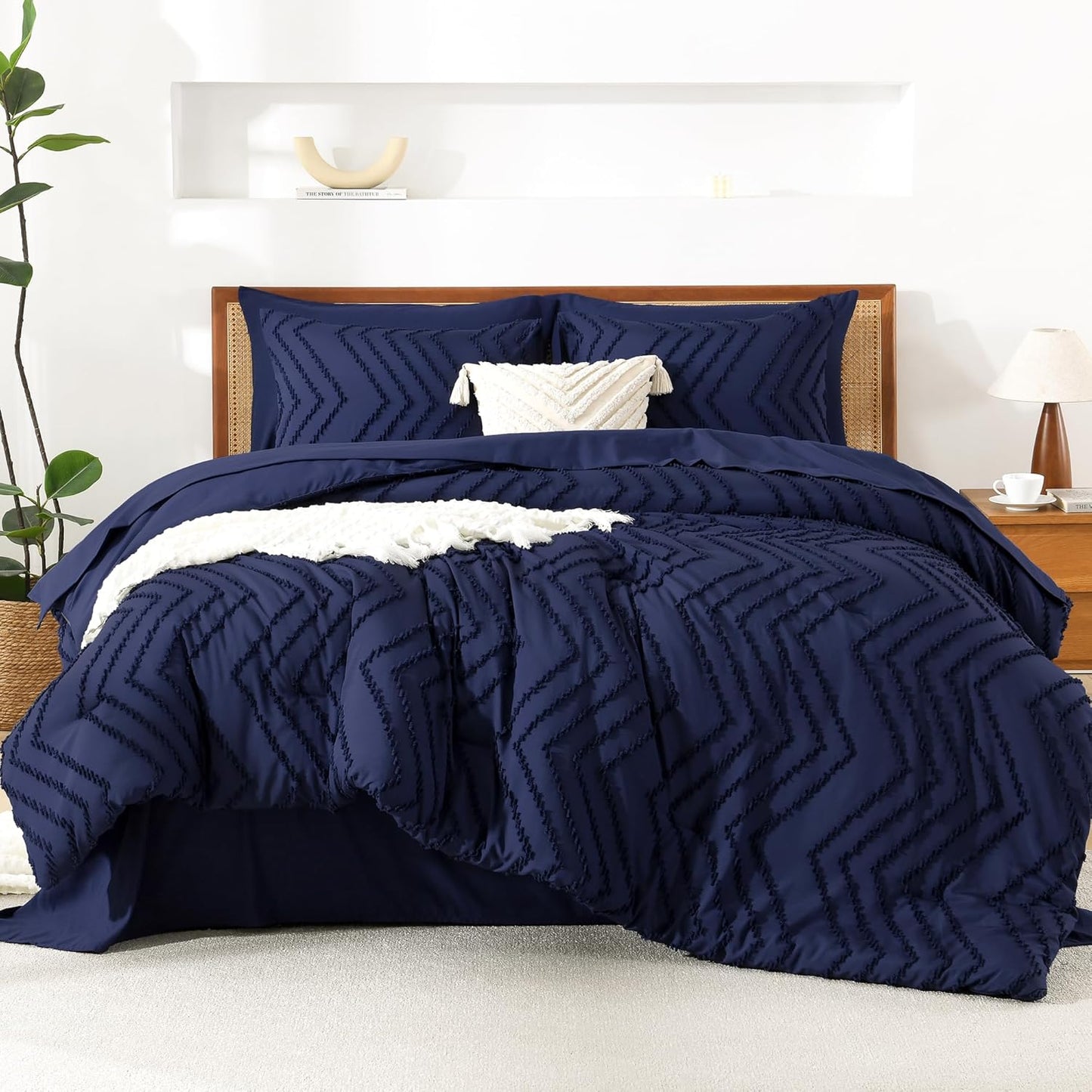 Litanika King Size Comforter Set with Sheets in Navy Blue