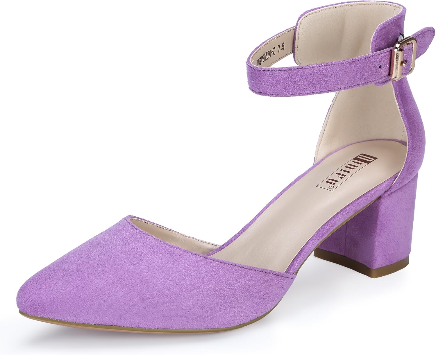 IDIFU Women's Low Block Heels Comfortable Ankle Strap Pumps