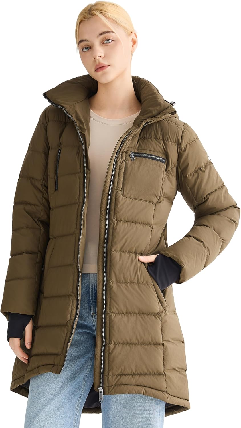 Orolay Women's Winter Down Jacket Long Quilted Puffer Coat