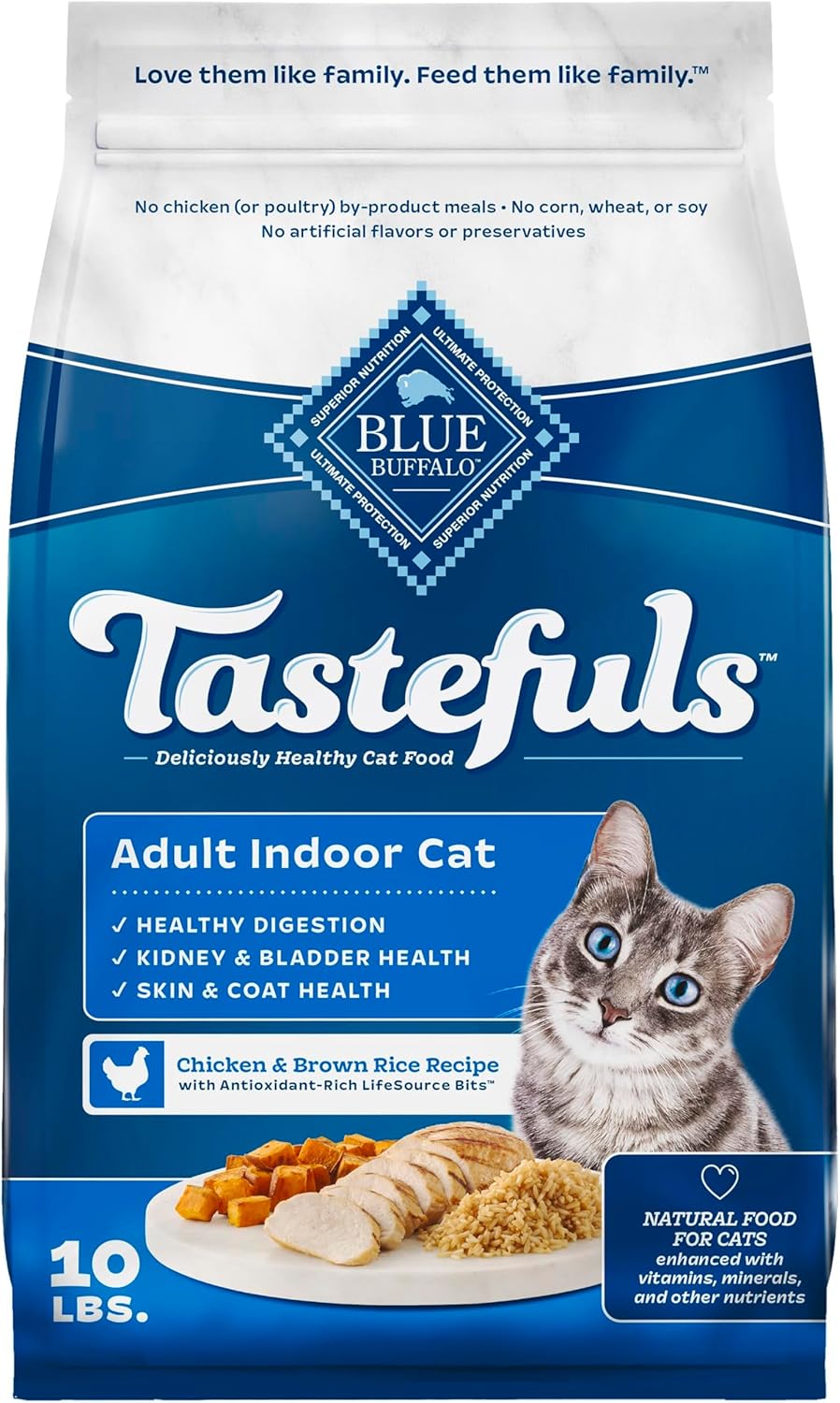 Blue Buffalo Tastefuls Indoor Cat Food with Chicken & Rice 10 lb