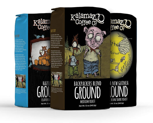 Premium Ground Coffee Trio - Hazelnut, Backpackers Blend & Papua New Guinea | 12oz (3 Pack)