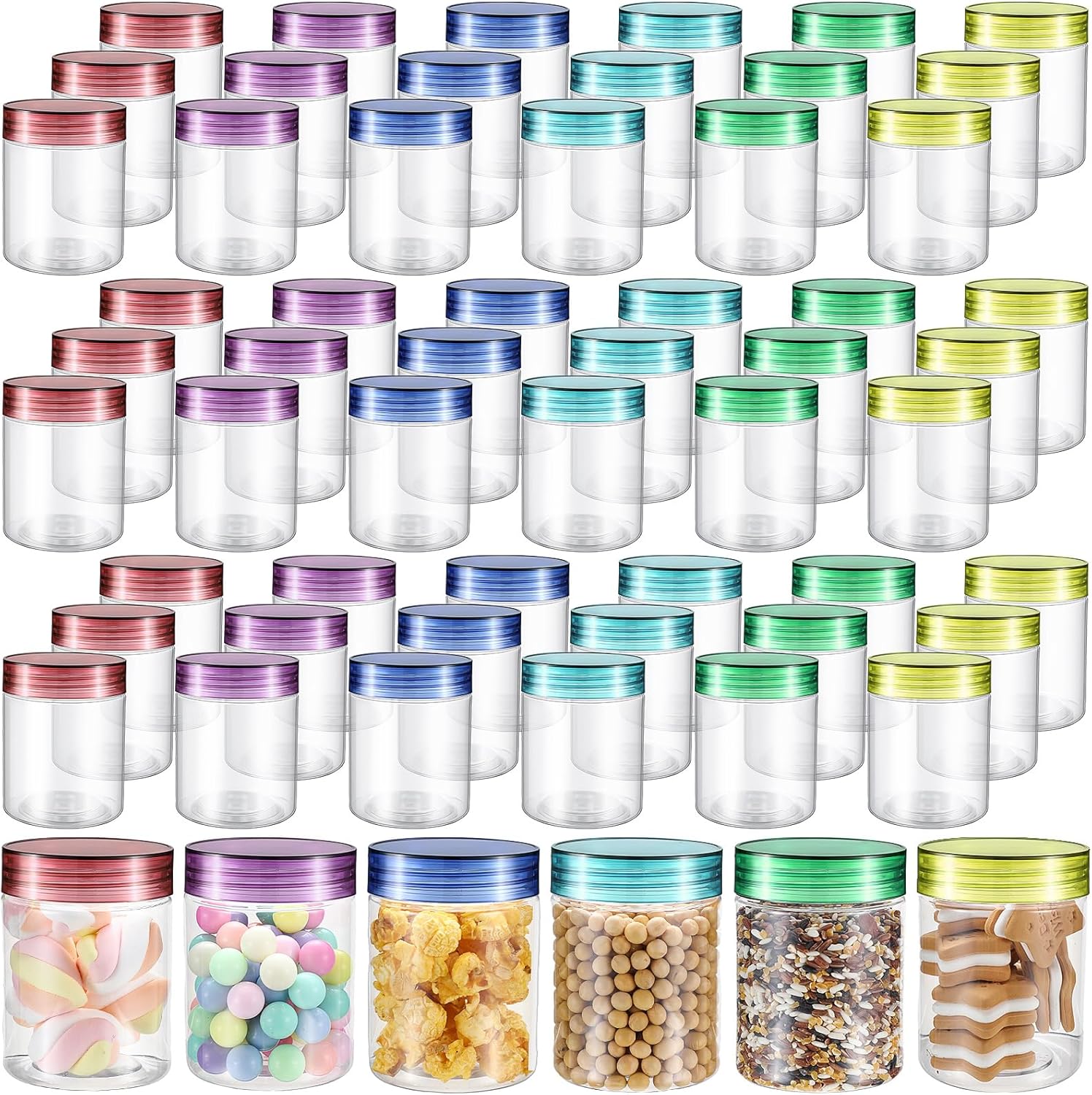 60 Pcs 8 oz Plastic Jars with Lids for Travel and Storage