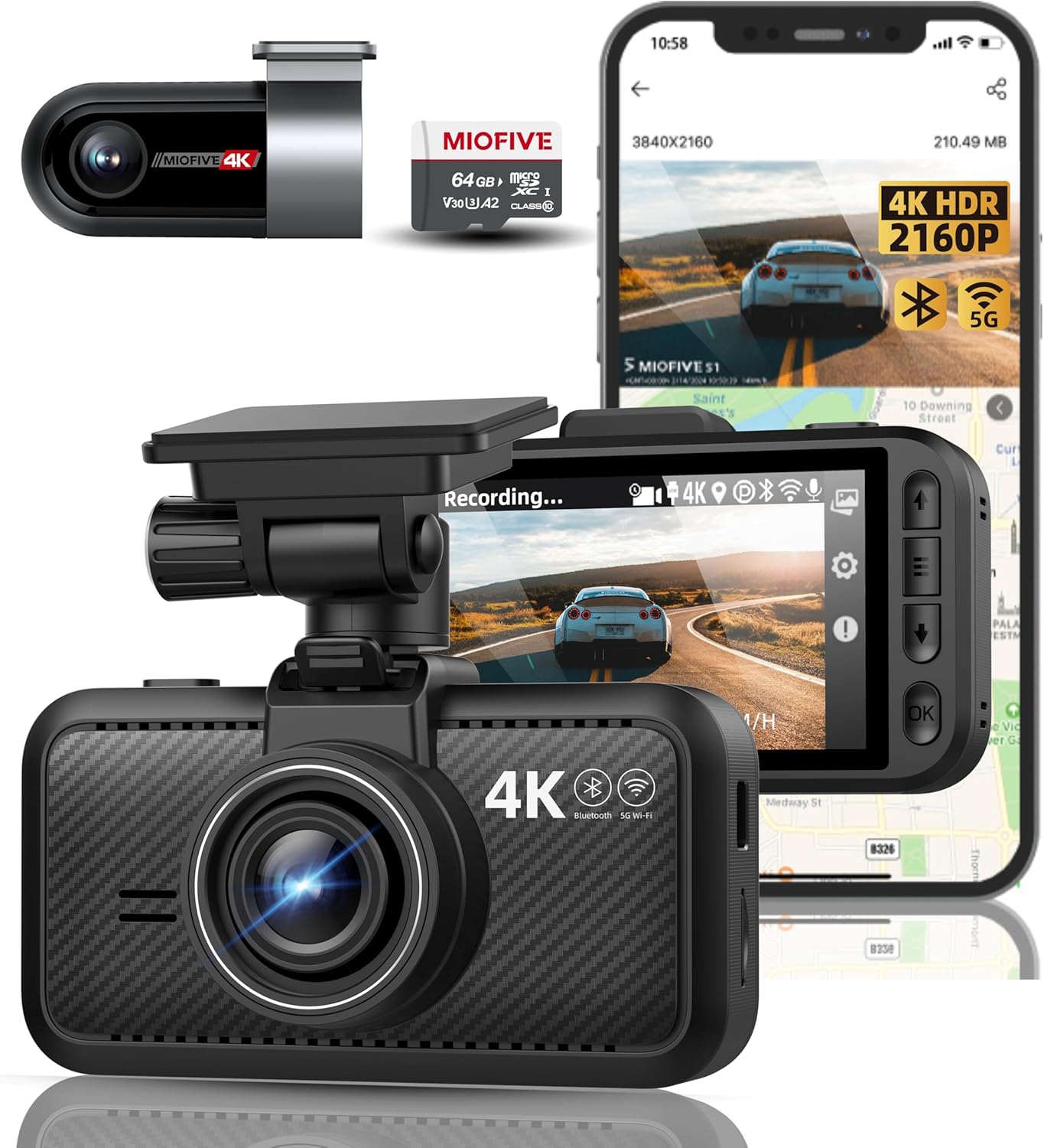 Miofive 4K Dual Dash Cam - Max Night Vision