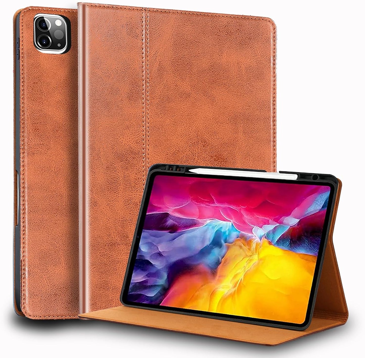 Genuine Leather Case for iPad Pro 12.9 inch with Pencil Holder