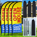 Open House Flags 4 Pack 7x5.4 ft Feather Banner Signs - High