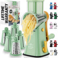 Rotary Cheese Grater with 5 Interchangeable Blades - Hand Crank
