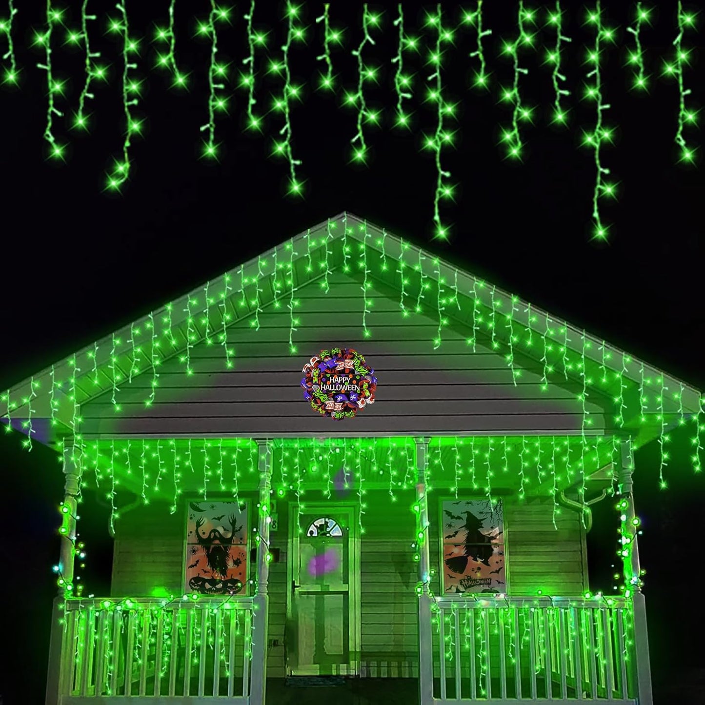 66ft 800 LED Green Icicle Lights for Outdoor Holiday Decor
