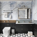 White Blue Gold Marble Contact Paper 32in x 354in - Waterproof