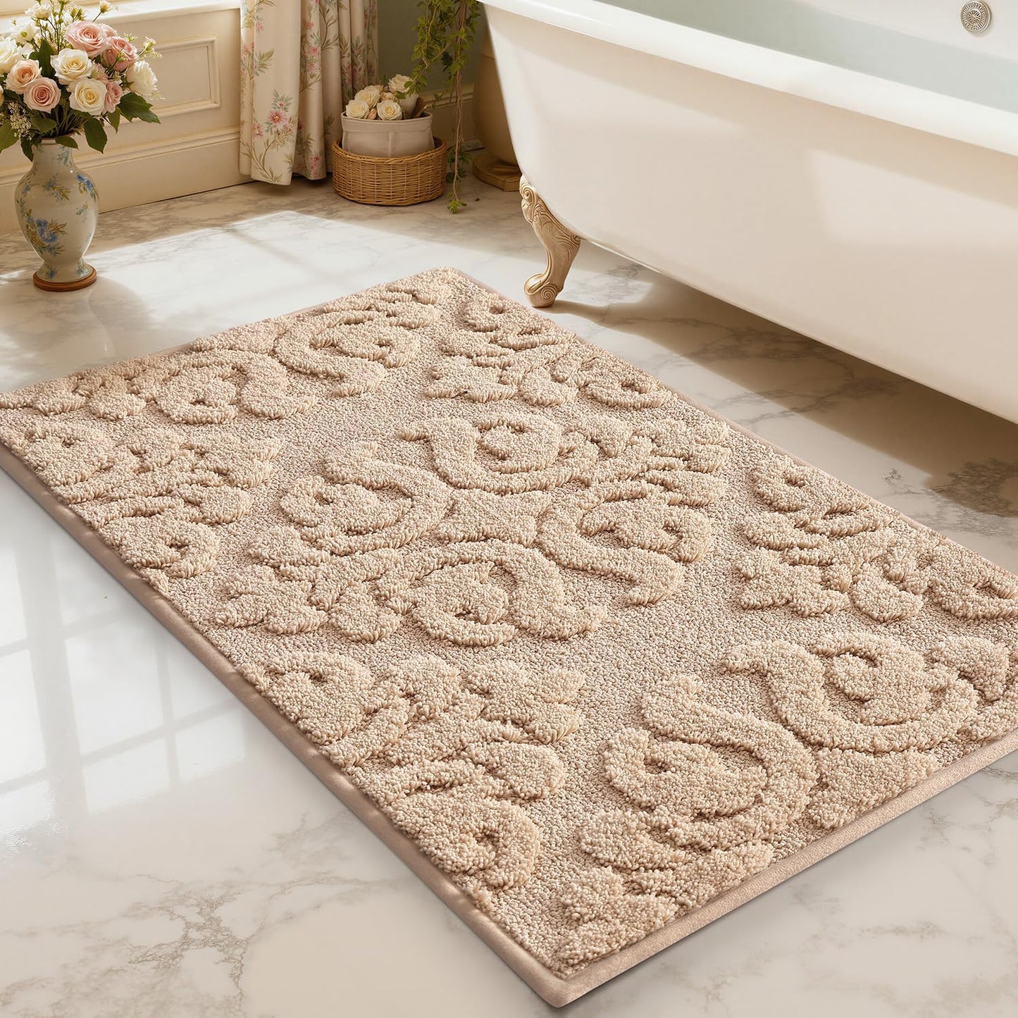 LUMI Bathroom Rugs Non Slip Rubber Backing for Comfort & Style