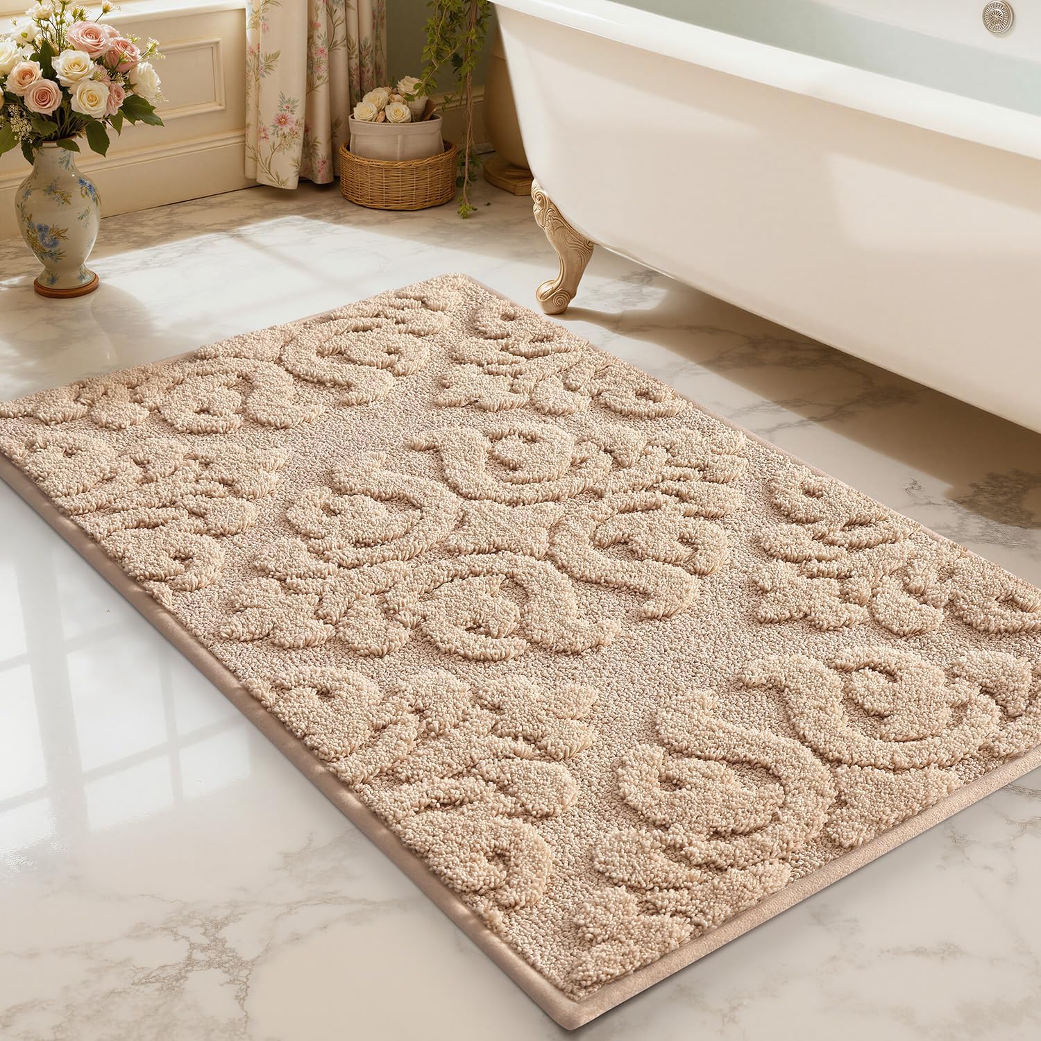 LUMI Bathroom Rugs Non Slip Rubber Backing for Comfort & Style