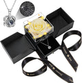 Preserved Lemon Yellow Real Rose with Heart I Love You Necklace