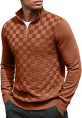 Quarter Zip Pullover Men Jacquard Checkered Sweater - Smart Layering