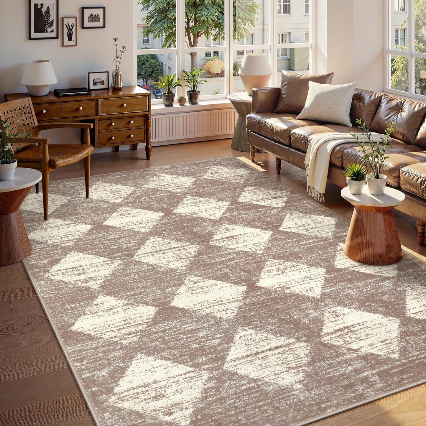 Lahome 6x9 Machine Washable Soft Beige Rug for Cozy Spaces