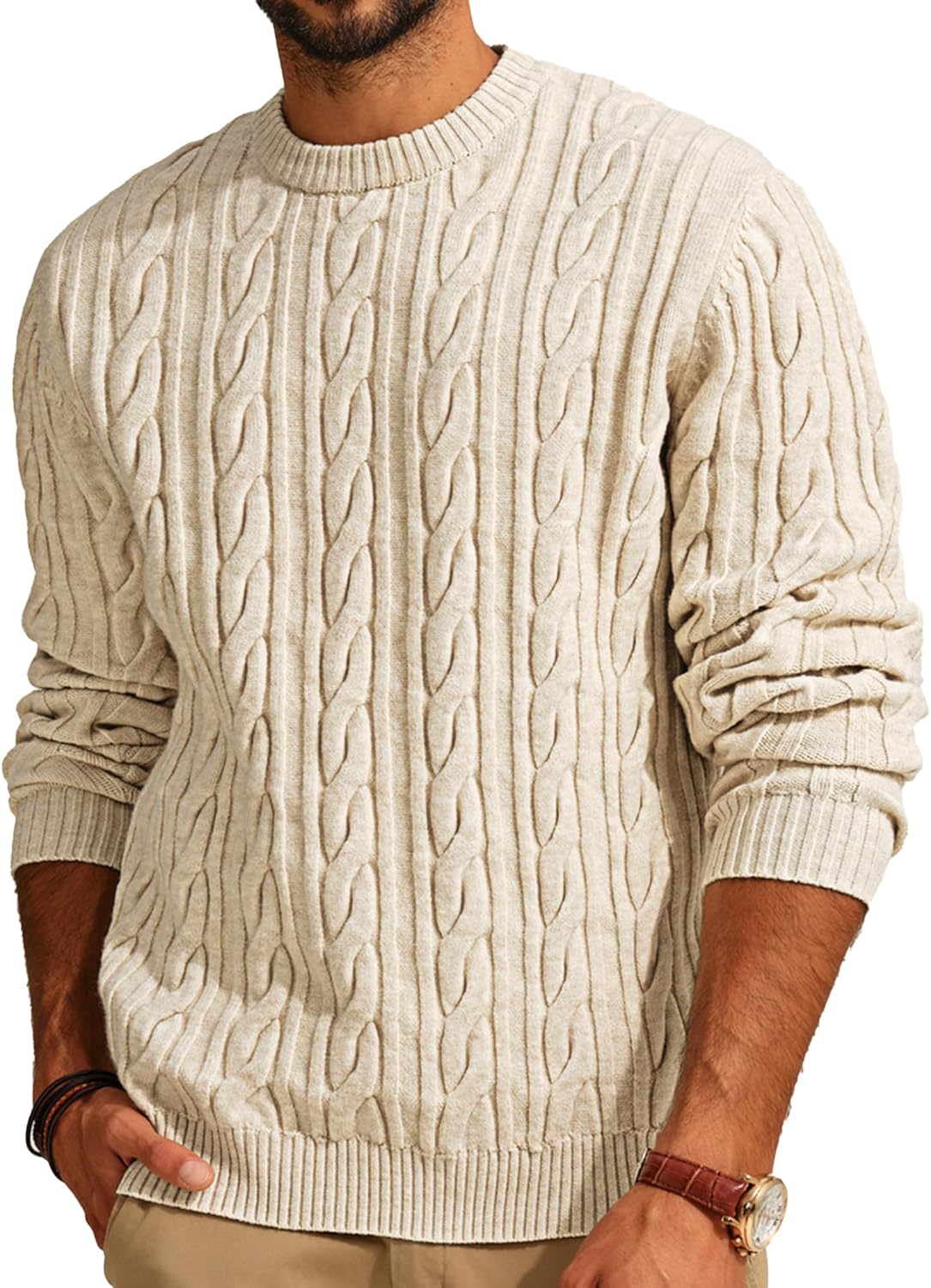 Stylish Cable Knit Pullover Sweater for Men by PJ PAUL JONES