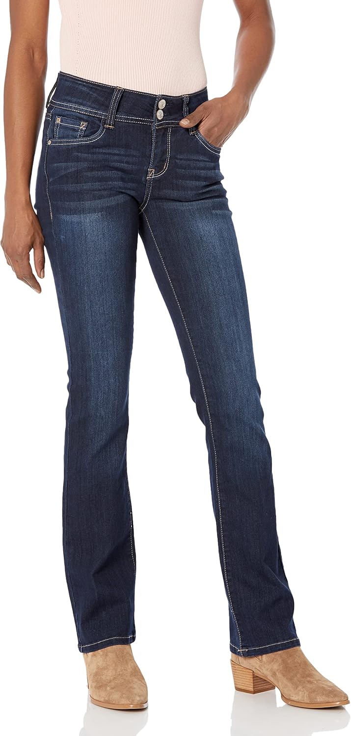 WallFlower Women's Ultra Slim Bootcut Mid-Rise Jeans for Comfort