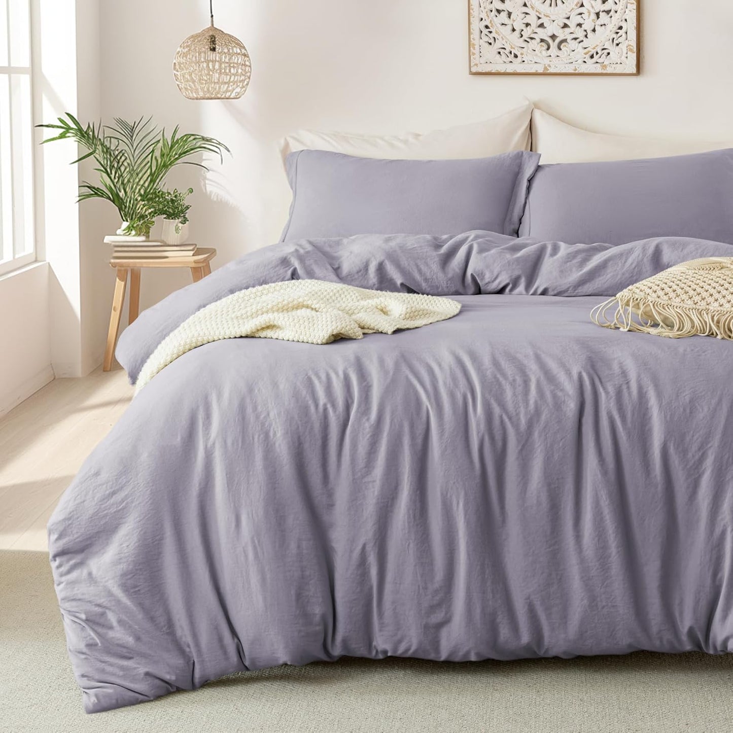 MILDLY Super Soft Duvet Cover Set in Grayish Lavender Color