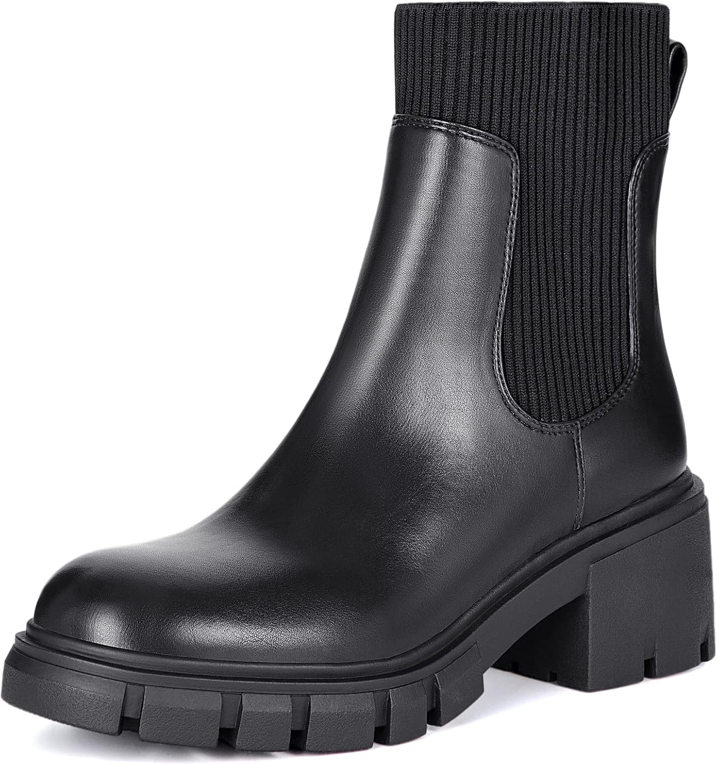 Athlefit Women's Chelsea Boots Fashion Slip on Platform Ankle Boots