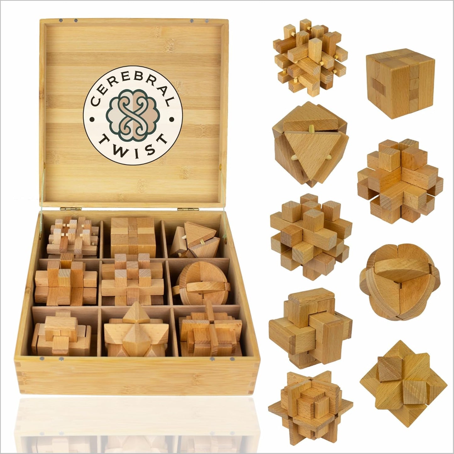 Wooden Brain Teaser Puzzles for Adults - Luxurious Fun Awaits