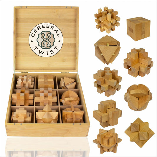 Wooden Brain Teaser Puzzles for Adults - Luxurious Fun Awaits