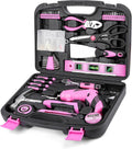 Pink Household Tool Set with 3.6V USB Electric Screwdriver - Compact