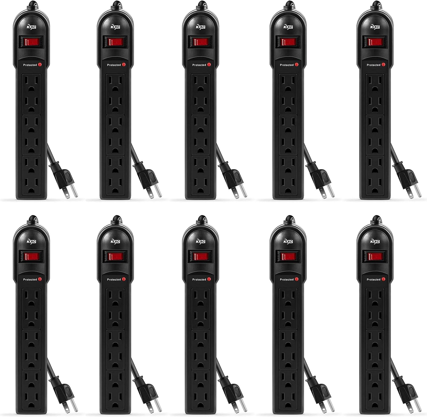 KMC 6-Outlet Surge Protector Power Strip with 735 Joules