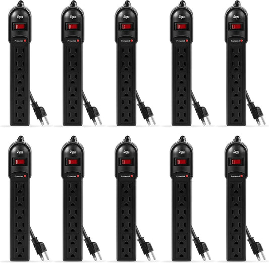 KMC 6-Outlet Surge Protector Power Strip with 735 Joules