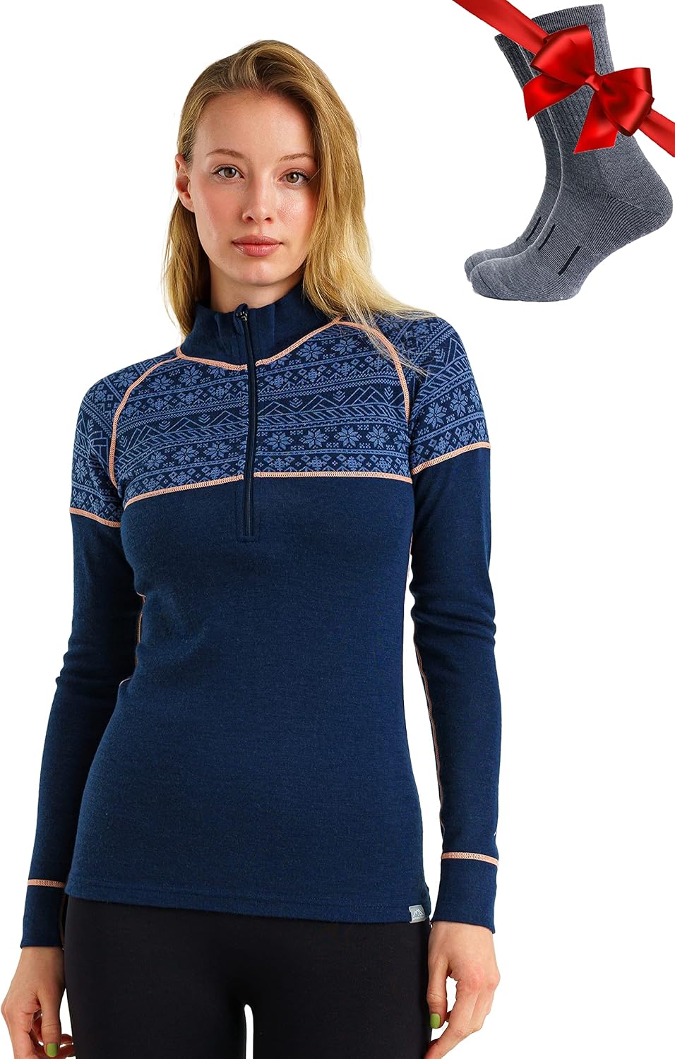 Merino Wool Base Layer Women - Comfortable Half Zip Sweater