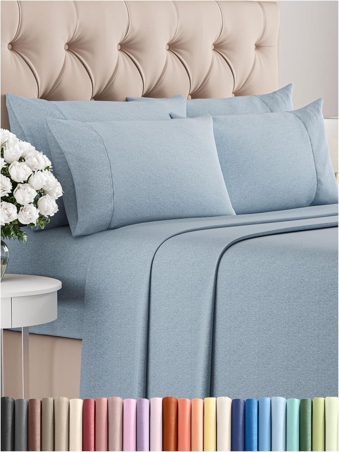 Queen 6 Piece Sheet Set - Soft Cooling Sheets for Comfort
