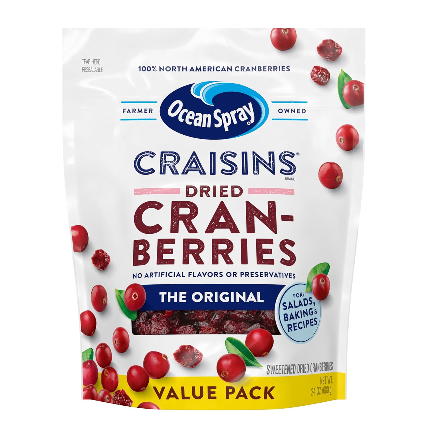 Ocean Spray Craisins Original Dried Cranberries, 24 Oz Pouch